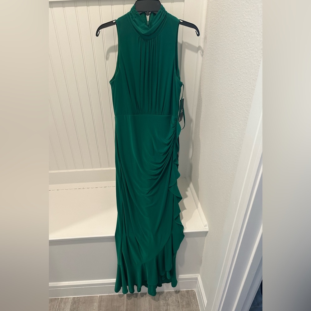 Xscape Women's High-Neck Ruffled-Front Sheath Dress Size 6 NWT